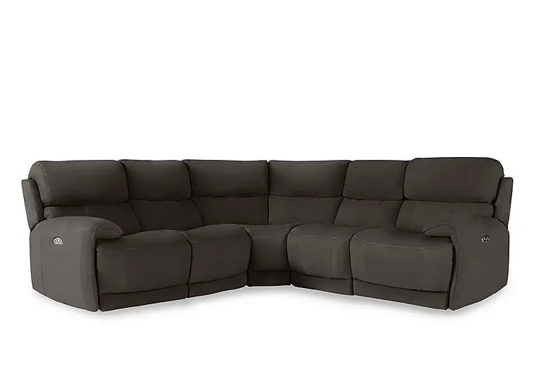 Link Leather Large Power Recliner Corner Sofa with Power Headrests - Dark Chocolate