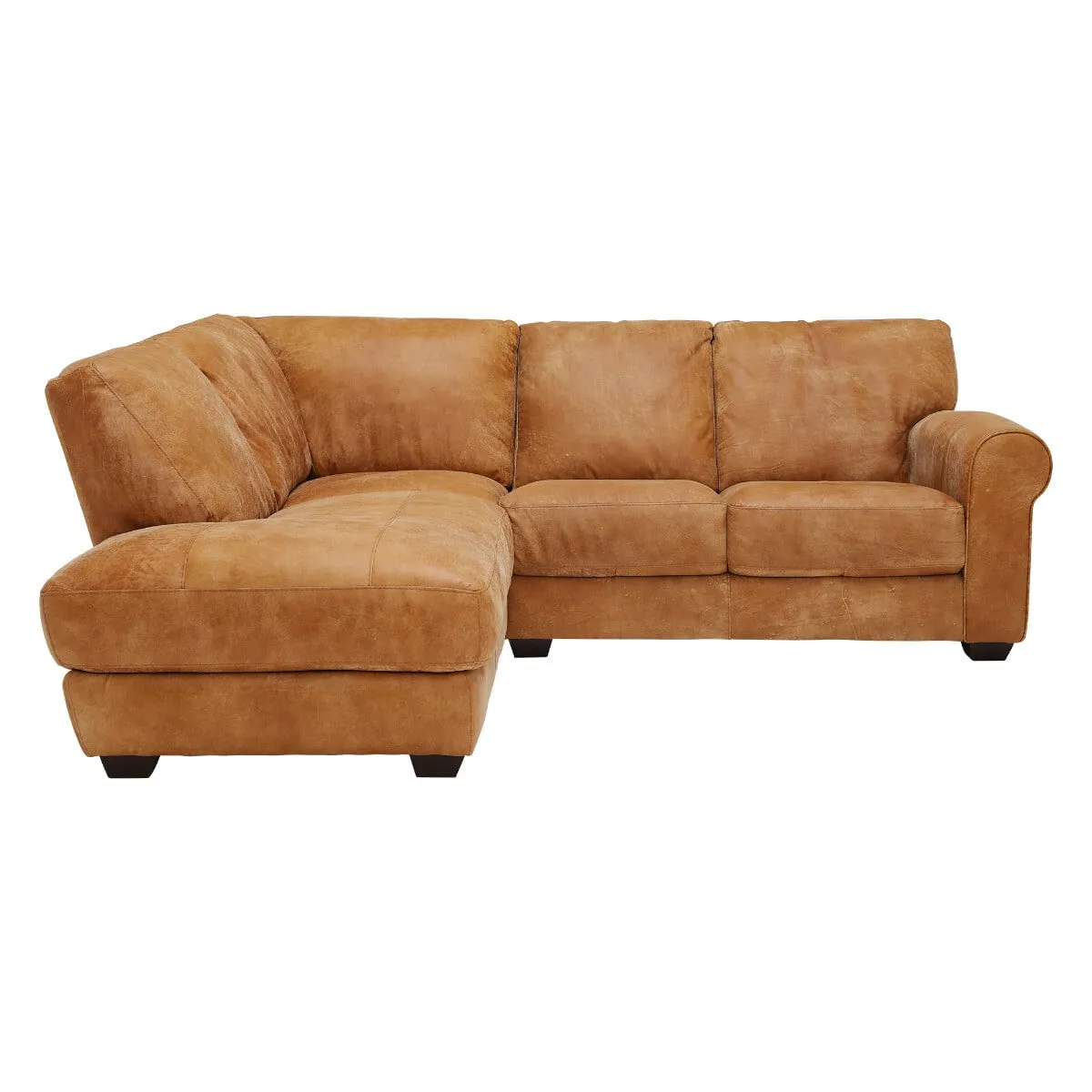 Houston Medium Corner Lhf Chaise & Footstool Sofa, Brown Leather | Barker & Stonehouse 3