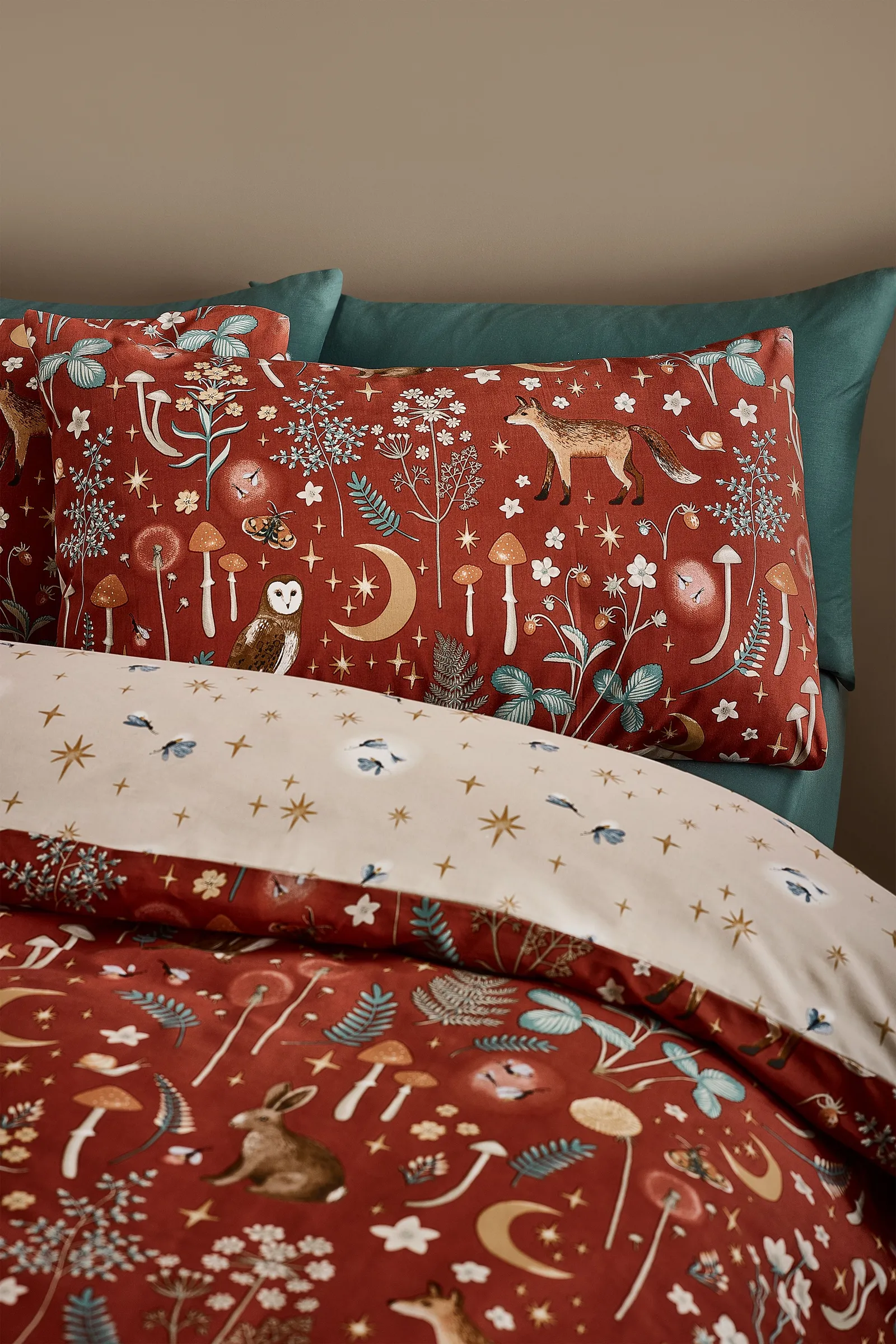 Catherine Lansfield 'Enchanted Twilight Animals' Reversible Duvet Cover Set in Burnt Orange 3