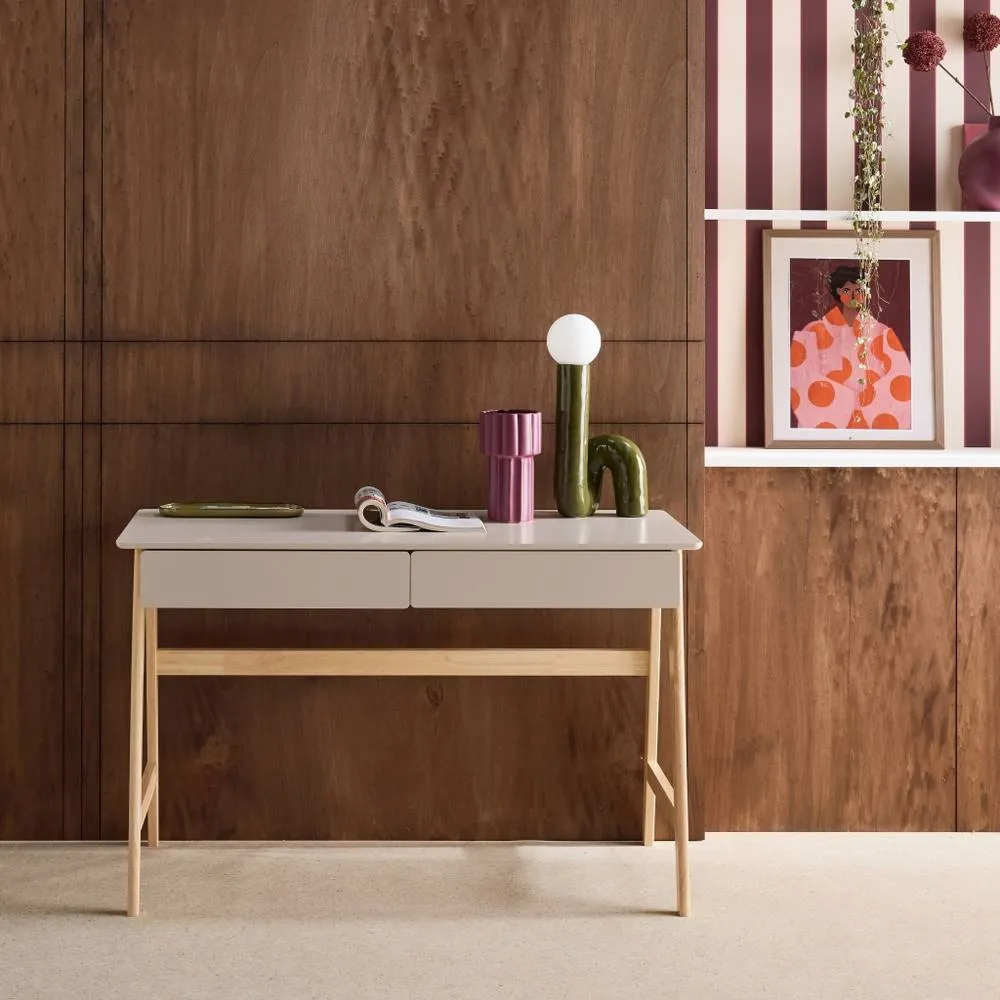 sweeek Desk wood decor 2 drawers in Beige