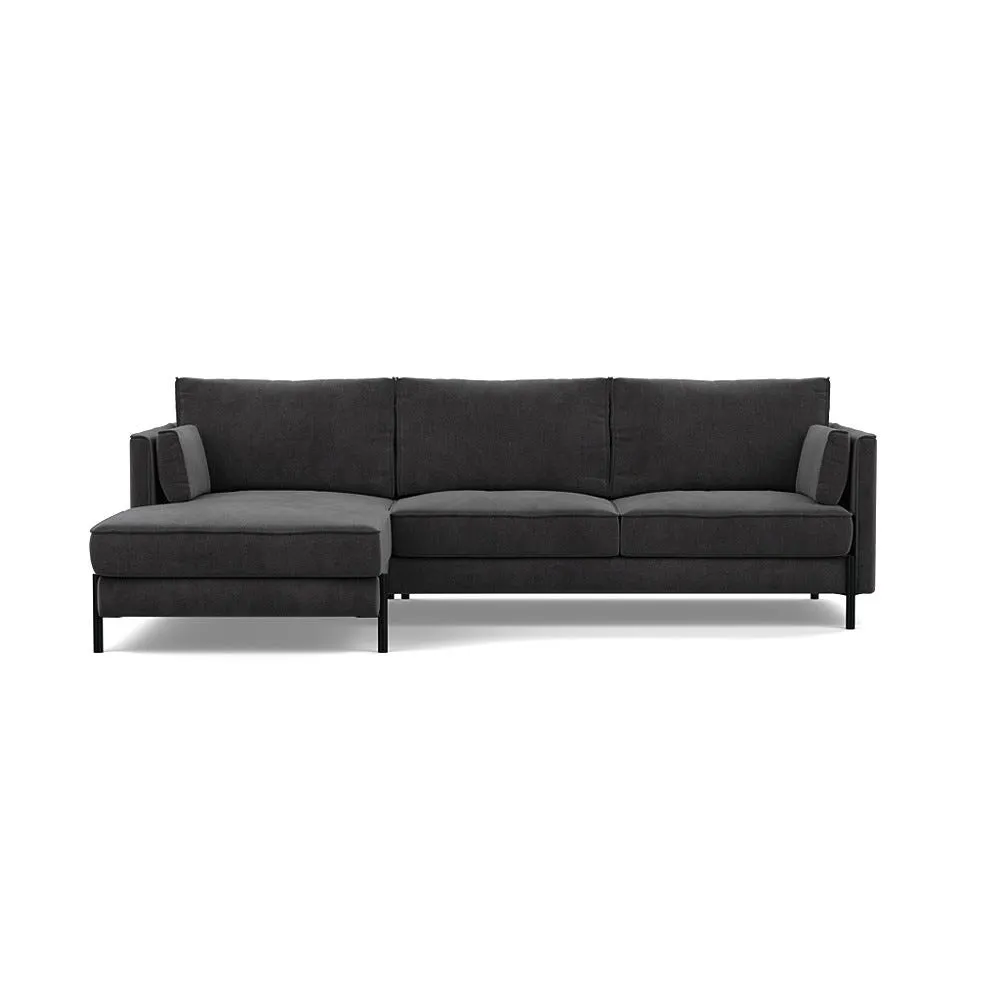Heal's Tortona Left Hand Facing 4 Seater Corner Chaise Smart Luxe Velvet Nickel Black Feet 1