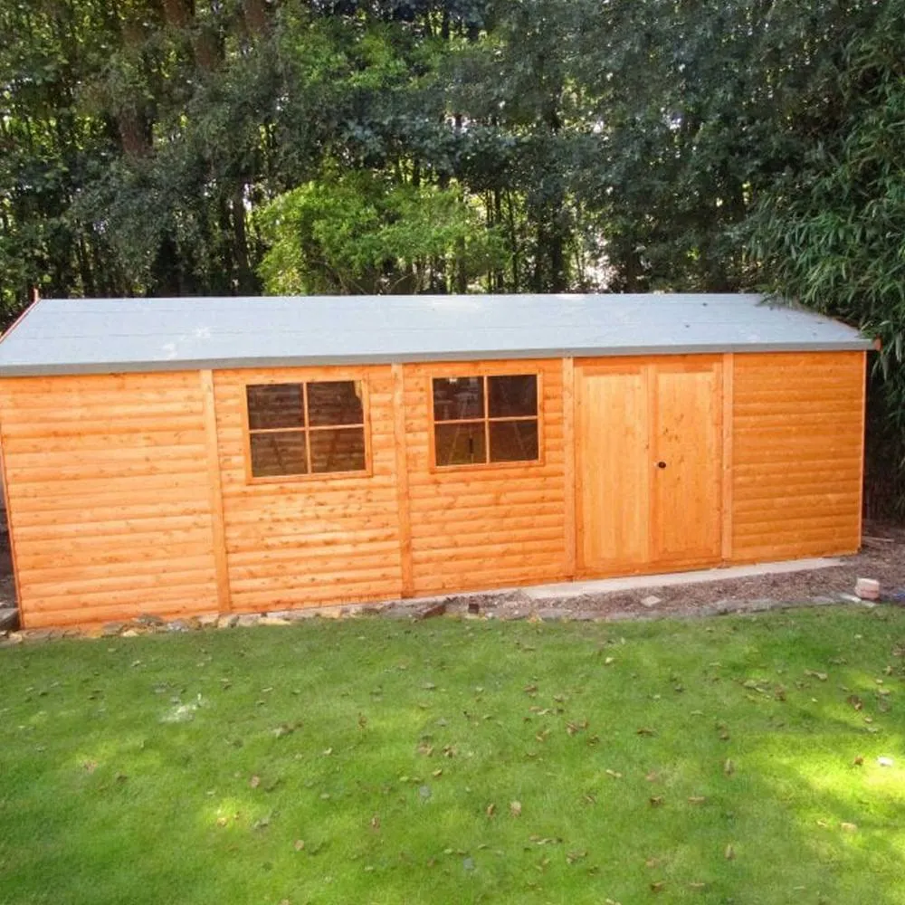 Shires Shiplap Mammoth Loglap 12x30 ft Shed Double Door - Two Opening Window in Brown