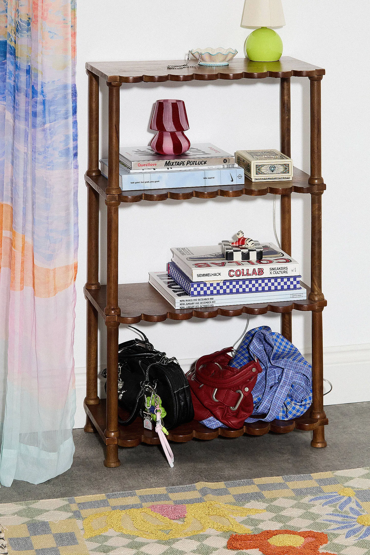 Scalloped Storage Shelf - Brown