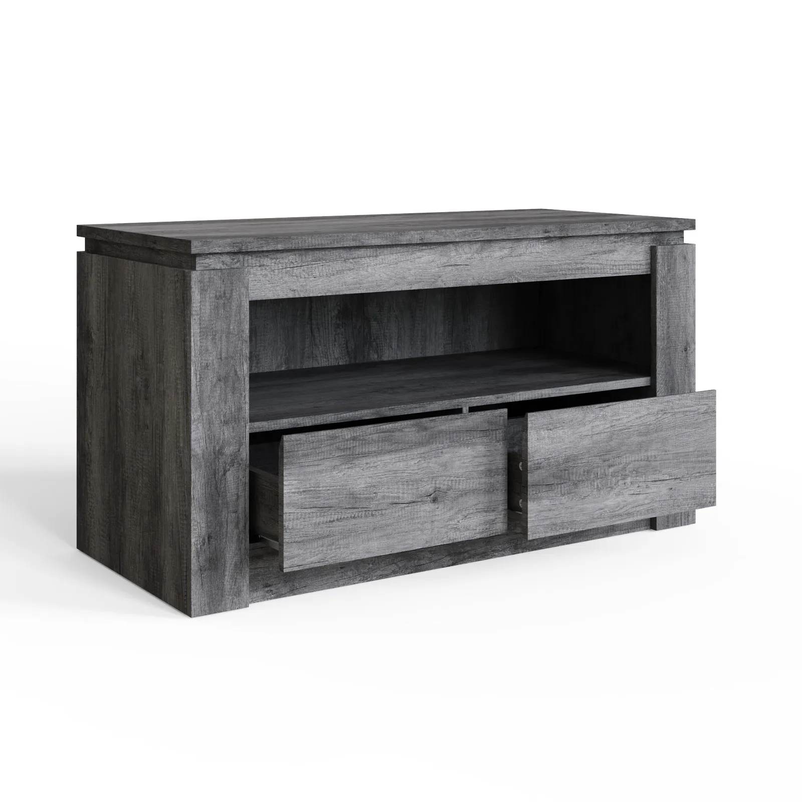 GFW Canyon 2 Drawer TV Unit in Charcoal 3