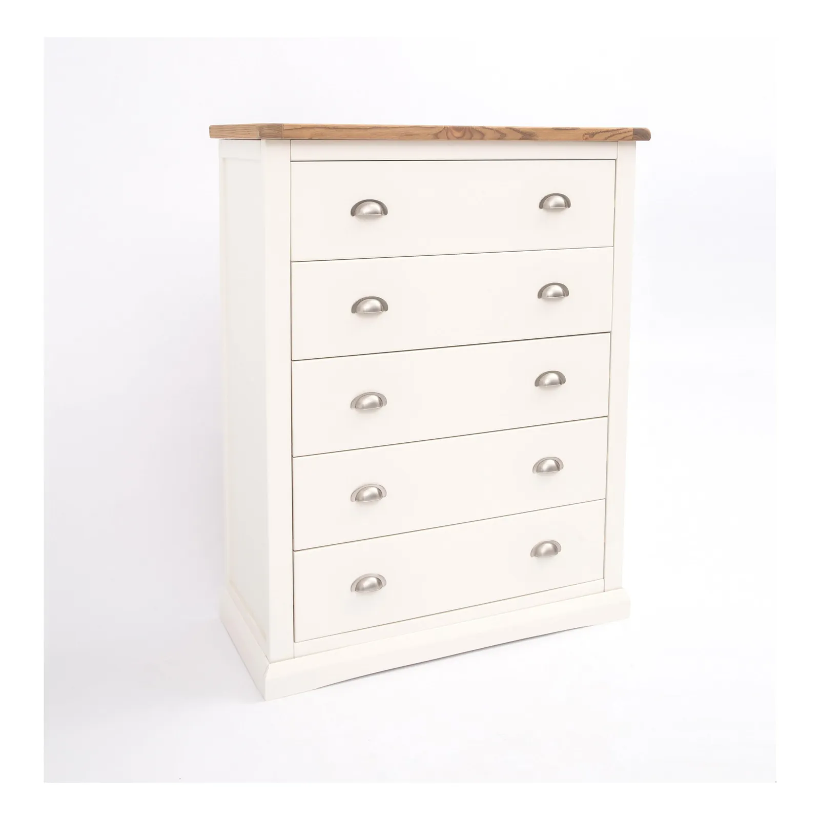 Cabinet Bits Cosenza 5 Drawer Chest of Drawers Chrome Cup Handle in Off-White 3