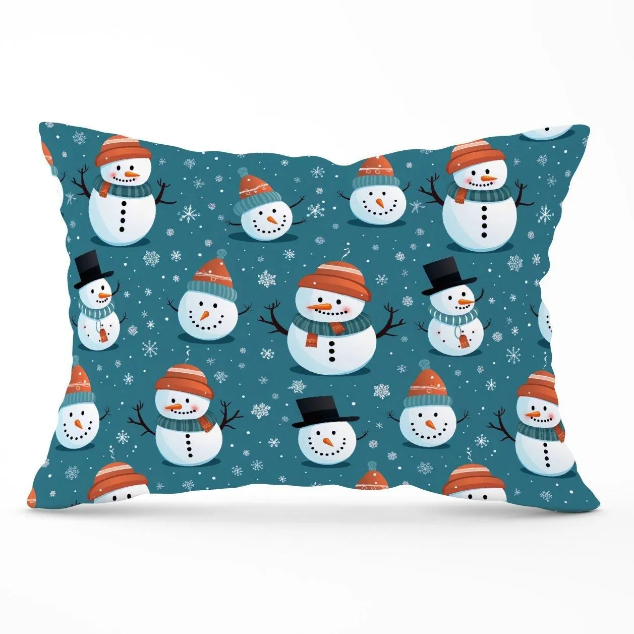 Warren Reed - Designer Jolly Christmas Snowmen Cushions in Blue