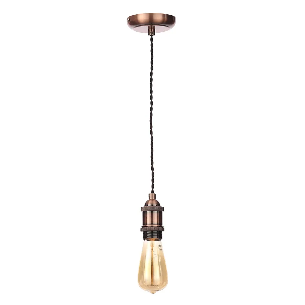 Industrial Style Black Cable Ceiling Pendant, Antique Copper 1