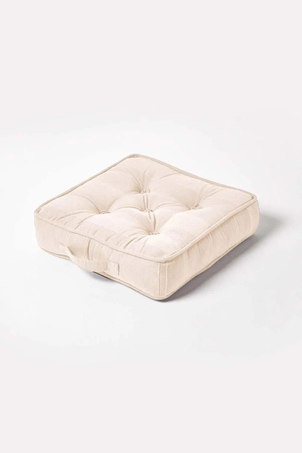 Homescapes Rajput Ribbed Cotton Floor Cushion in Natural 1