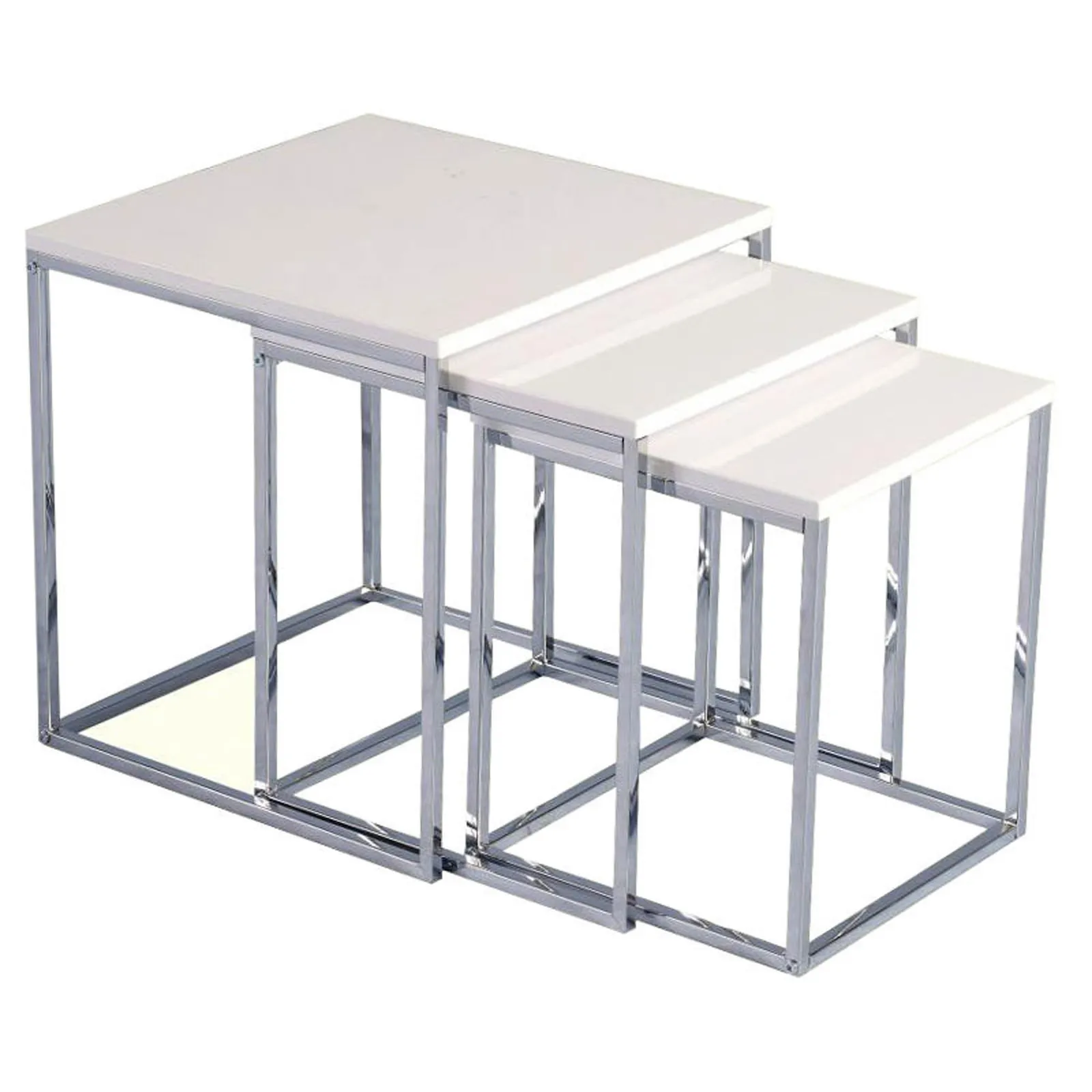 Charisma White High Gloss Nest of Tables Black/White