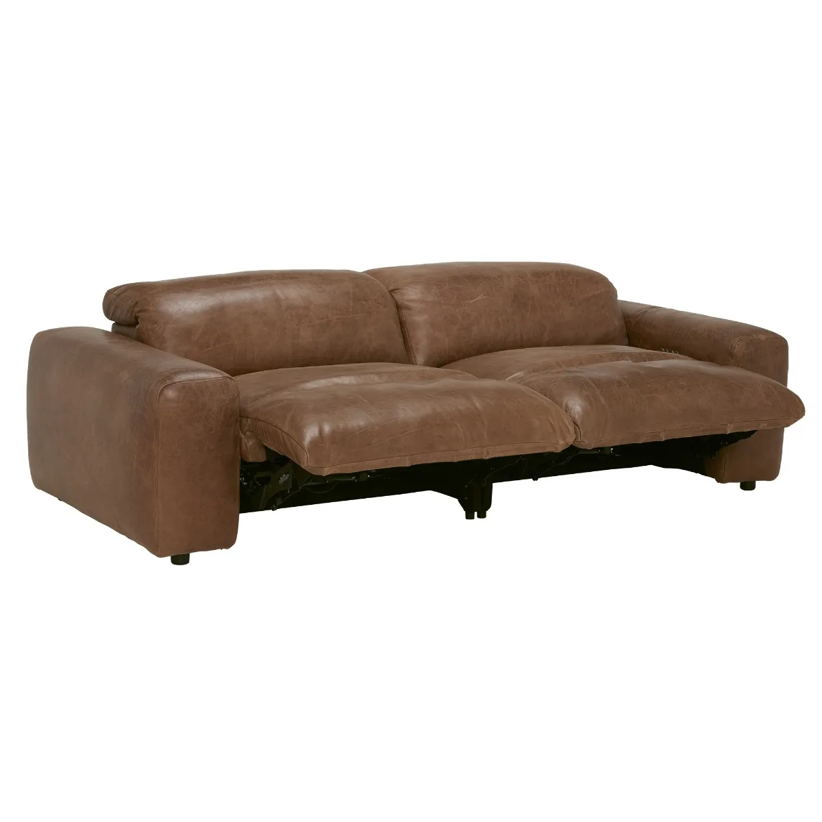 Timothy Oulton Pudgie Recliner Sofa 3 Seater, Brown Leather | Barker & Stonehouse 4