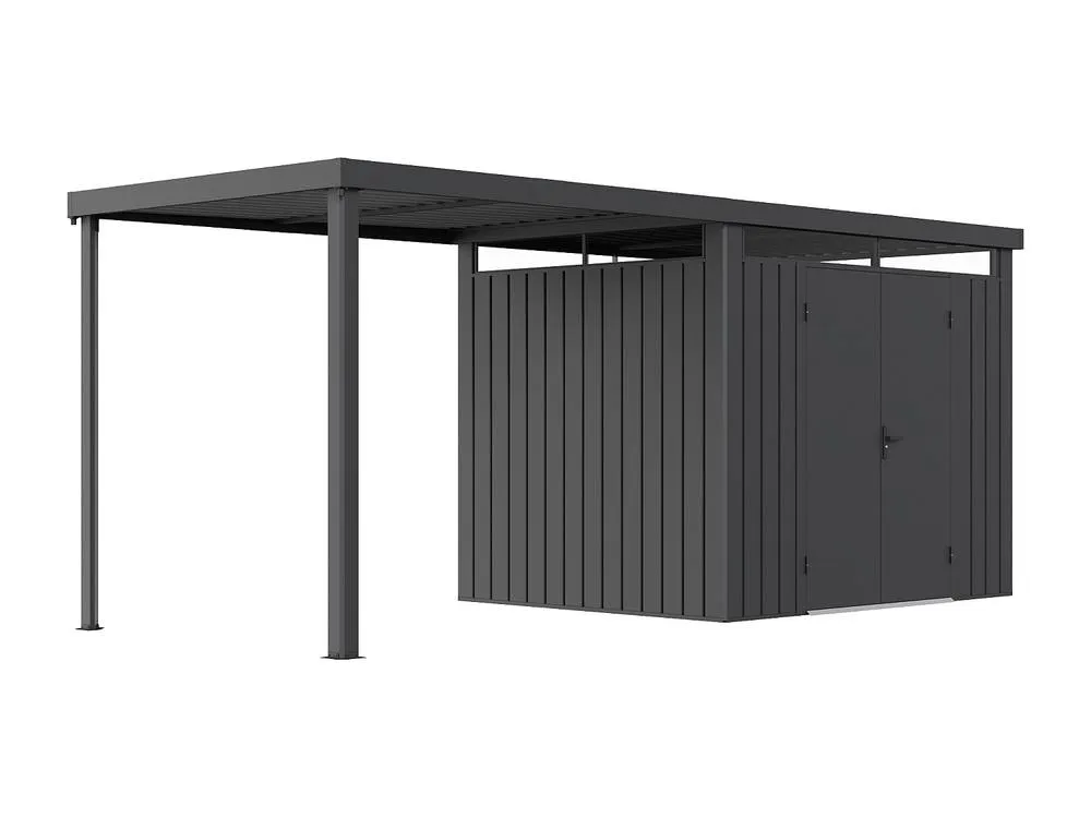 Vente-unique Galvanised Steel Metal Garden Shed 6.25 M² With Lean-To - Anthracite in Dark Grey 4