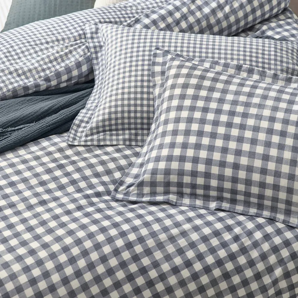 Yard Barton Gingham Check Reversible Duvet Cover Set in Navy 3