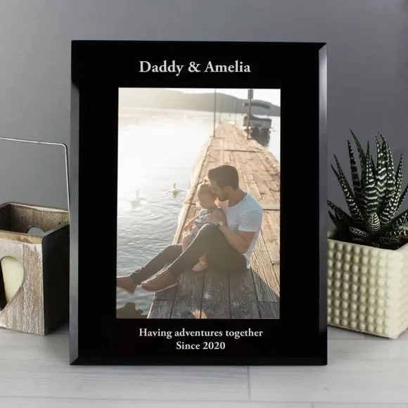 Personalised Portrait Black Glass Photo Frame 4