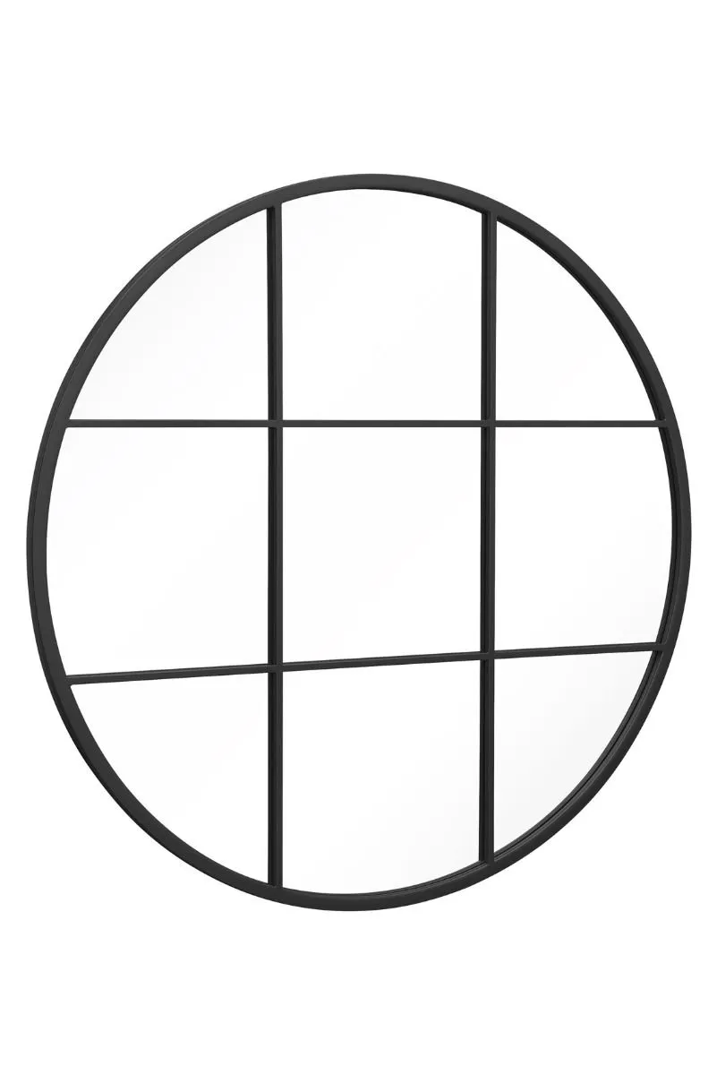 MirrorOutlet Black Metal Frame Round Garden Wall Mirror 39" x 39" (100x100CM) 3
