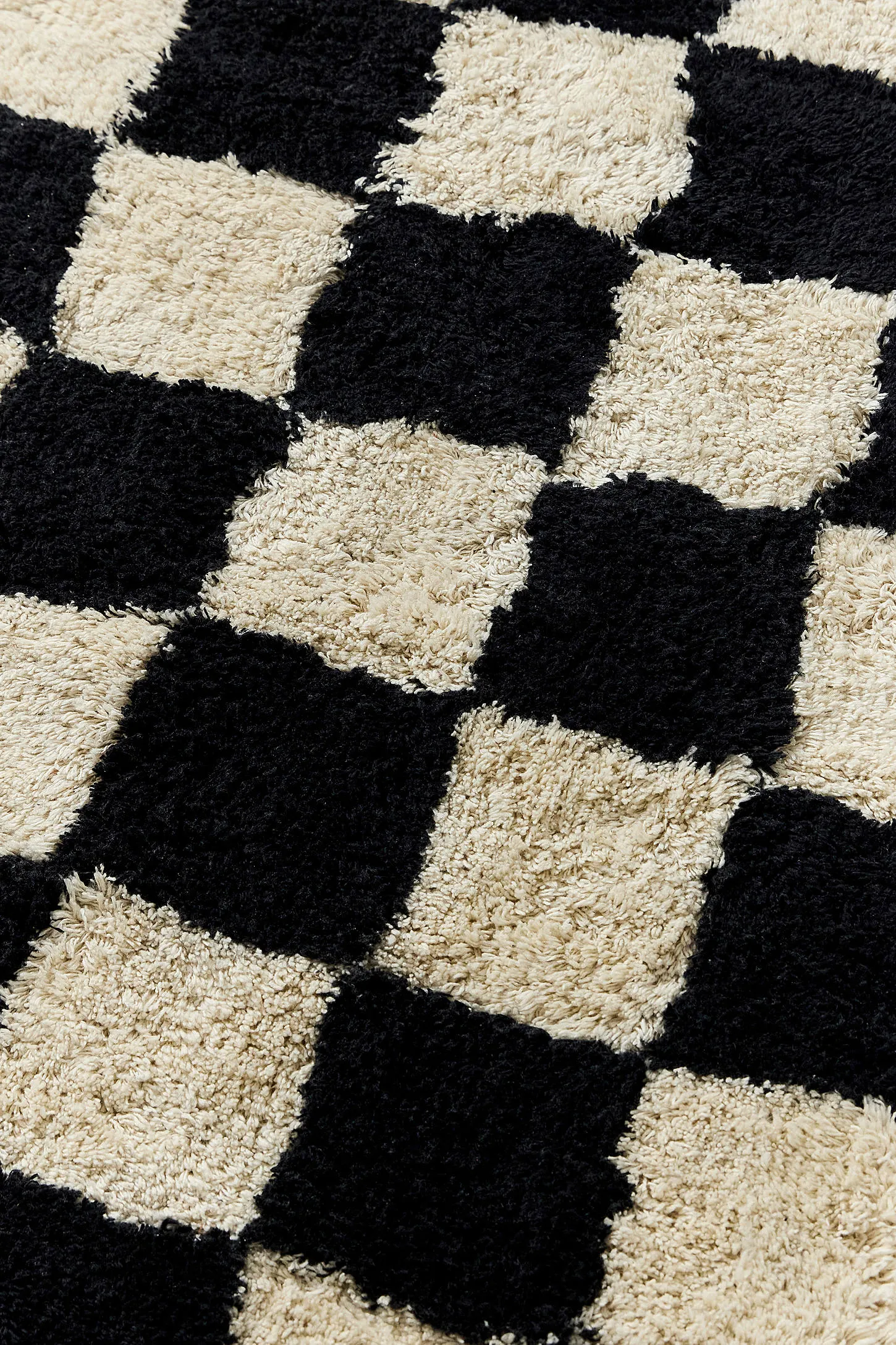 Shaggy Check Black & White 2x6ft / 60x180cm Rug - Black/White 2