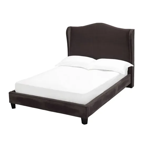 Chateaux Wing King Size Fabric Bed In Charcoal