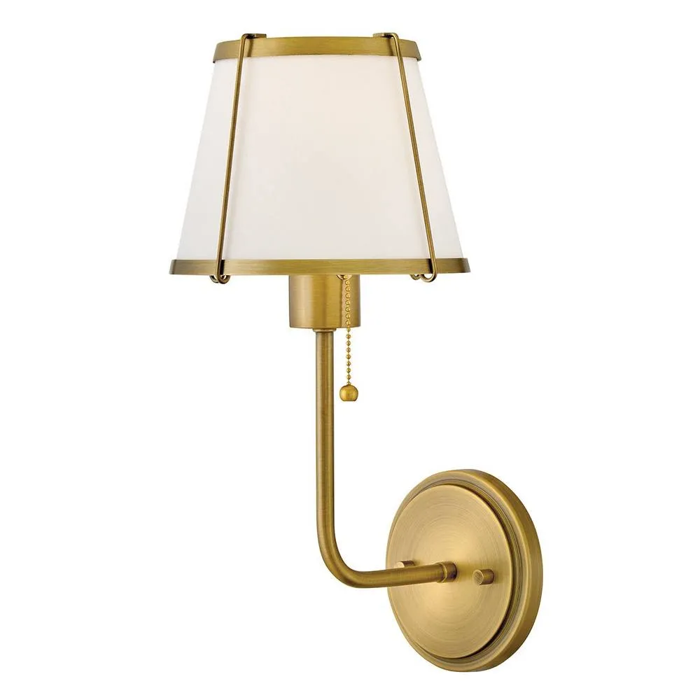 Netlighting Hinkley Clarke Wall Lamp Shade Darkened Brass Ivory Linen Shade 1x E27 in Bronze