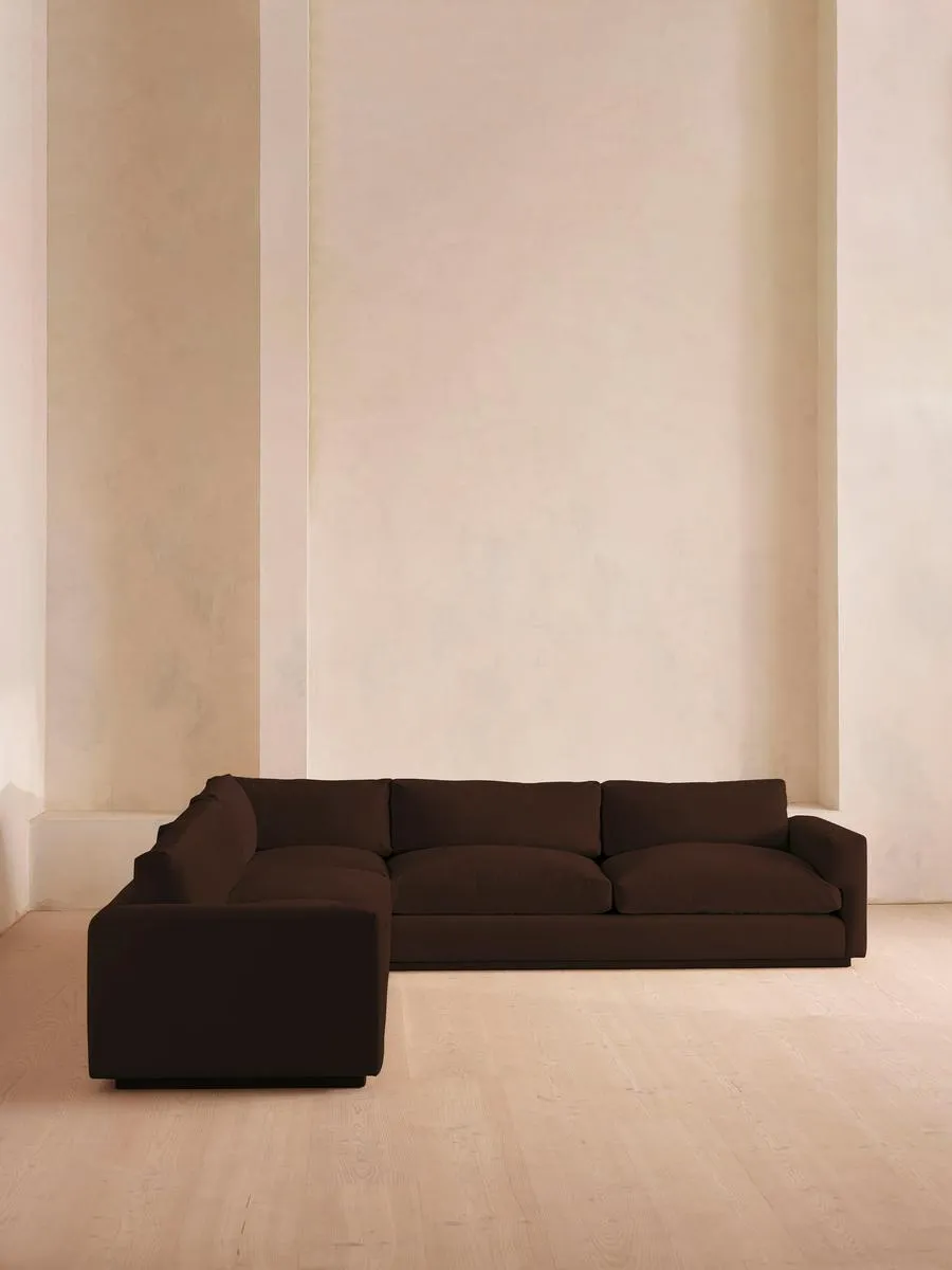 Mossley Corner Sofa, Velvet, Chocolate