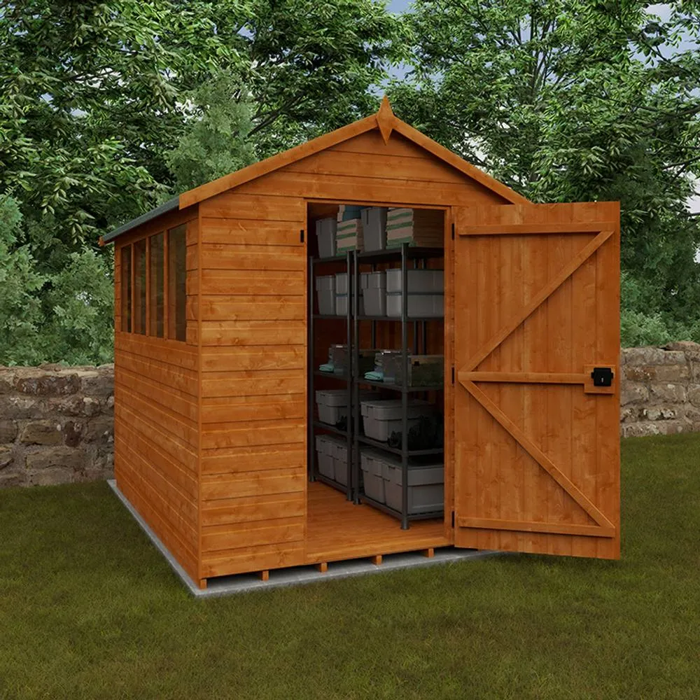 Buttercup Farm 8 x 6 Feet Super Apex 12mm Shed - Solid Wood/Softwood/Pine in Burnt Orange 2