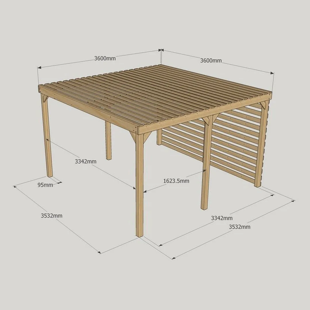 Rutland County Garden Furniture Ltd Shade Pergola - Wood - L360 x W360 x H270 cm - Rustic Brown 5