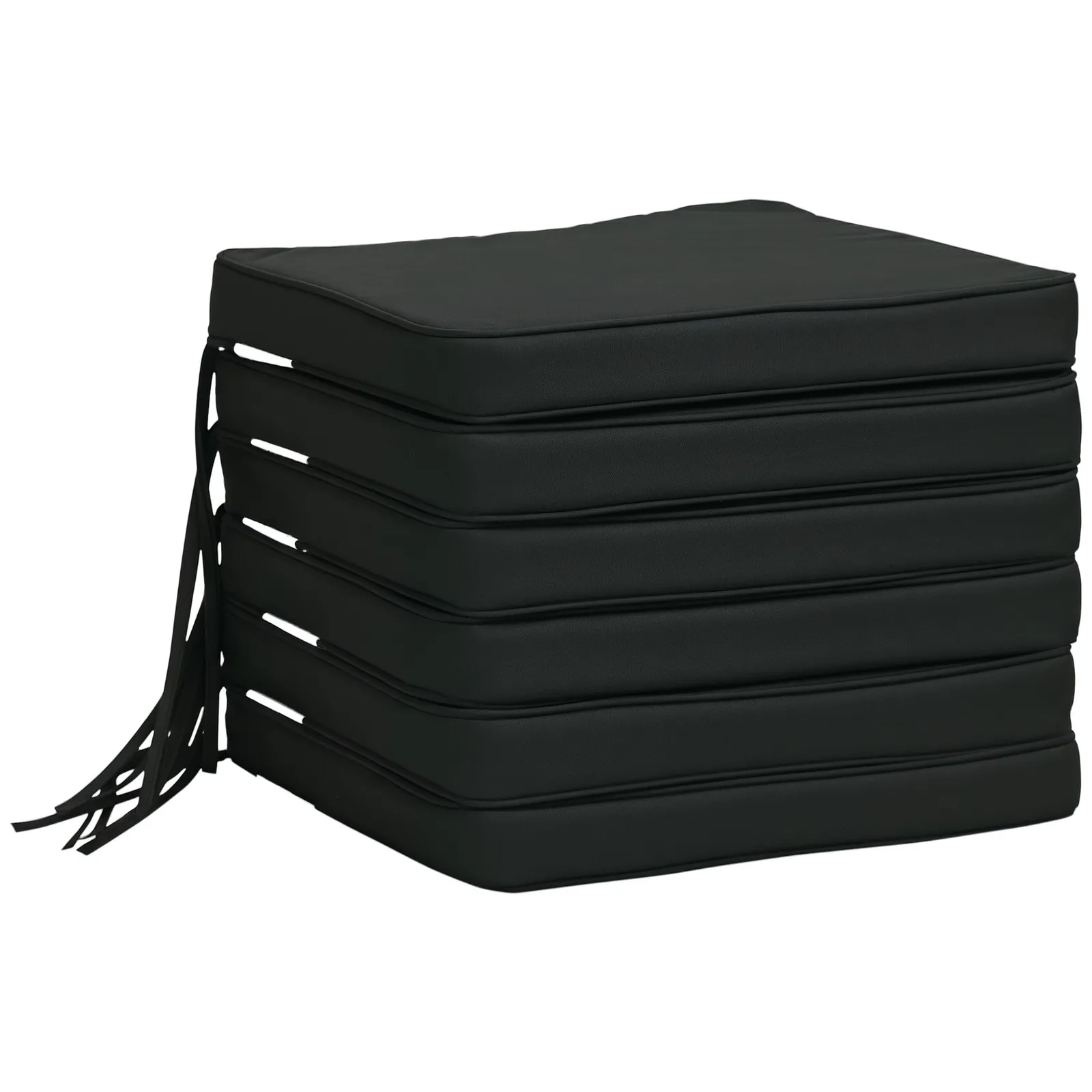 OUTSUNNY Set of 6 Chair Cushion Seat Pads Dining Chair w/ Straps in Black 2