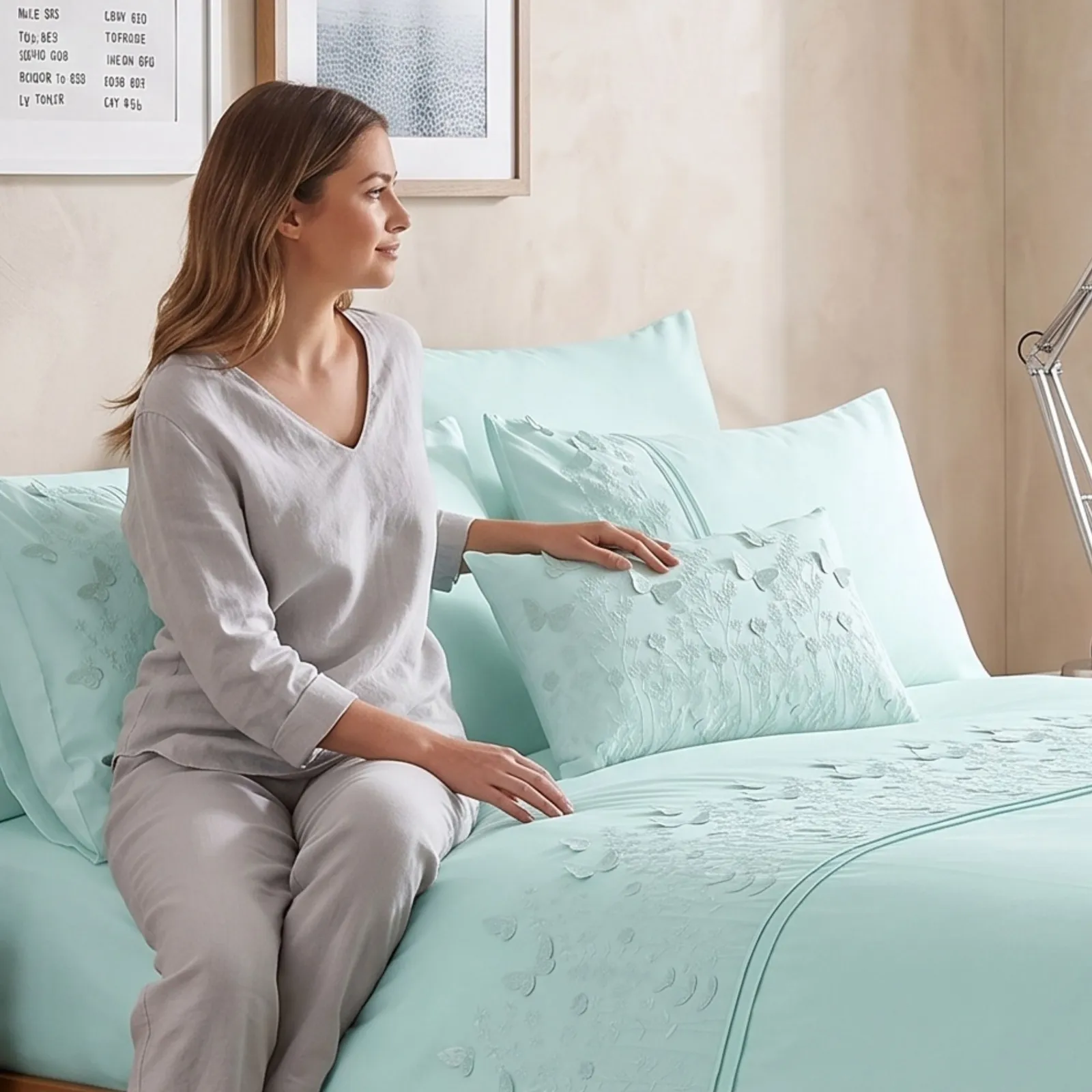 Rapport Home Papillon Polycotton Duvet Cover Set with Pillowcase in Duck Egg Blue 5