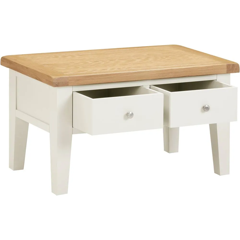 Seconique Windsor 2 Drawer Coffee Table (Fully Assembled) in Ivory 4