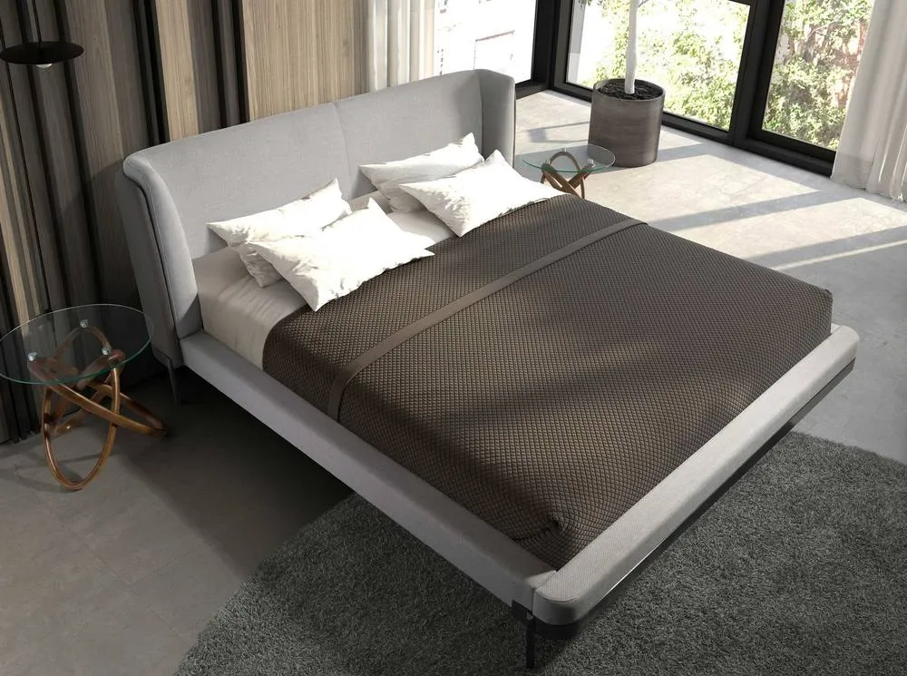 Angel Cerda Double Bed 180x200 cm - Light Grey Fabric with Dark 3