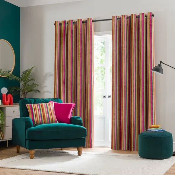 Aliyah Stripe Eyelet Curtains 2