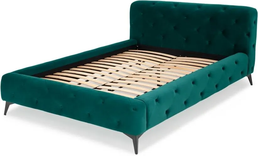 Sloan King Size Bed, Seafoam Blue Velvet
