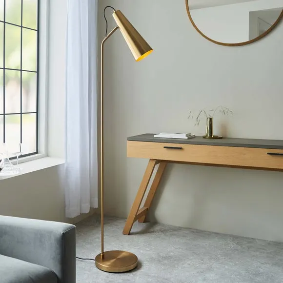 Endon Collection Karna New Task Floor Lamp Warm Antique Brass, Gold