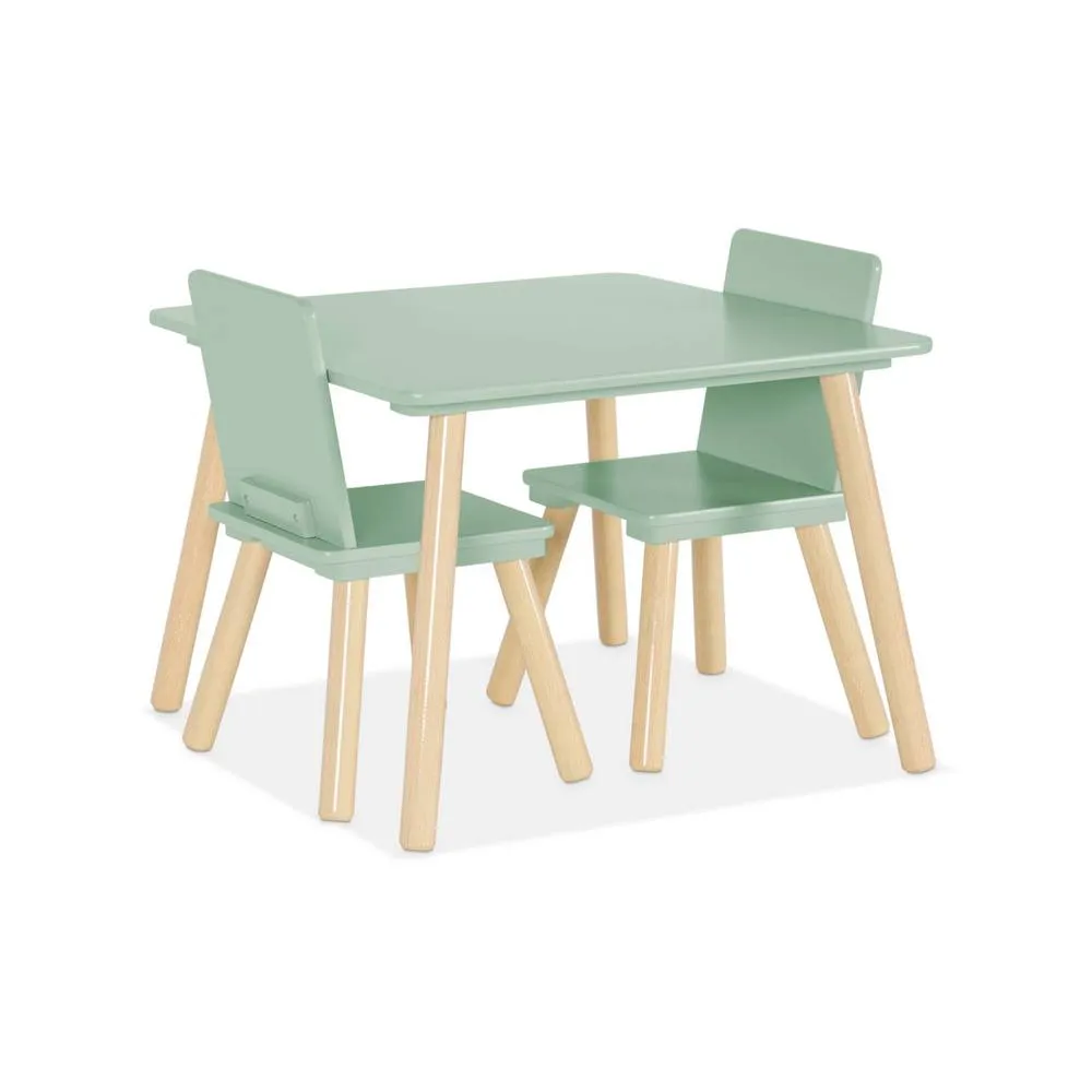 sweeek Children's square table with 2 chairs pine legs in Green 6