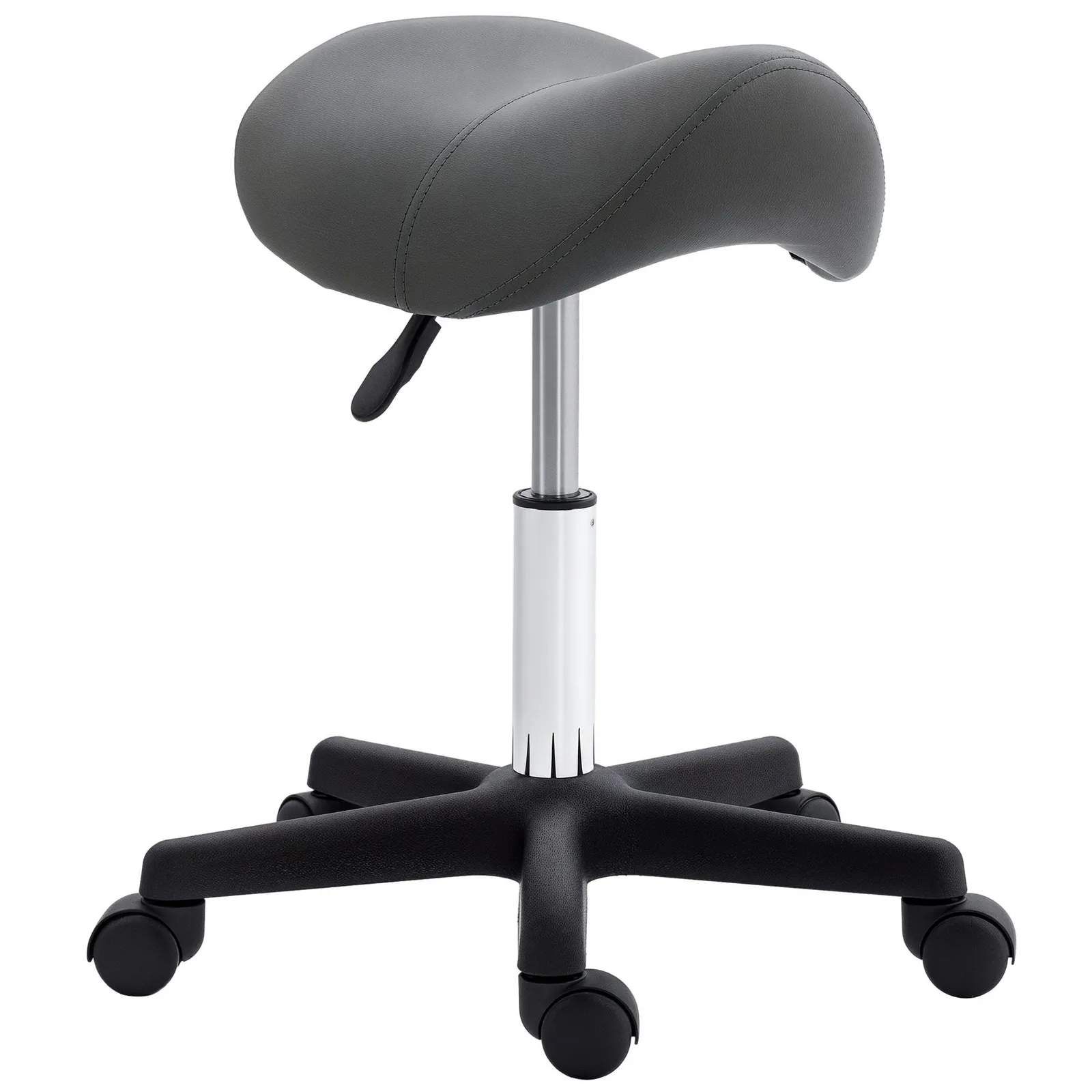 HOMCOM Saddle Stool Adjustable Rolling Salon Chair for Massage Spa Beauty in Grey 2