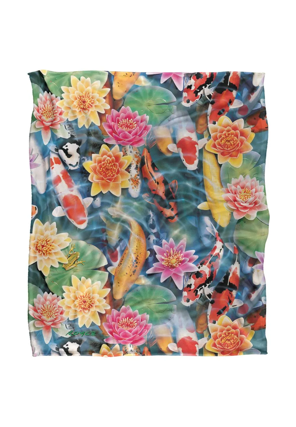 JQ Licensing Royce Mcclure Koi Fish Garden Silky Touch Super Soft Throw Blanket 152 X 127 cm in White