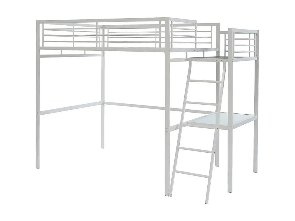 Vente-unique High Sleeper Bed 140 X 190 Cm - Desk Platform - White - CASUAL II 4
