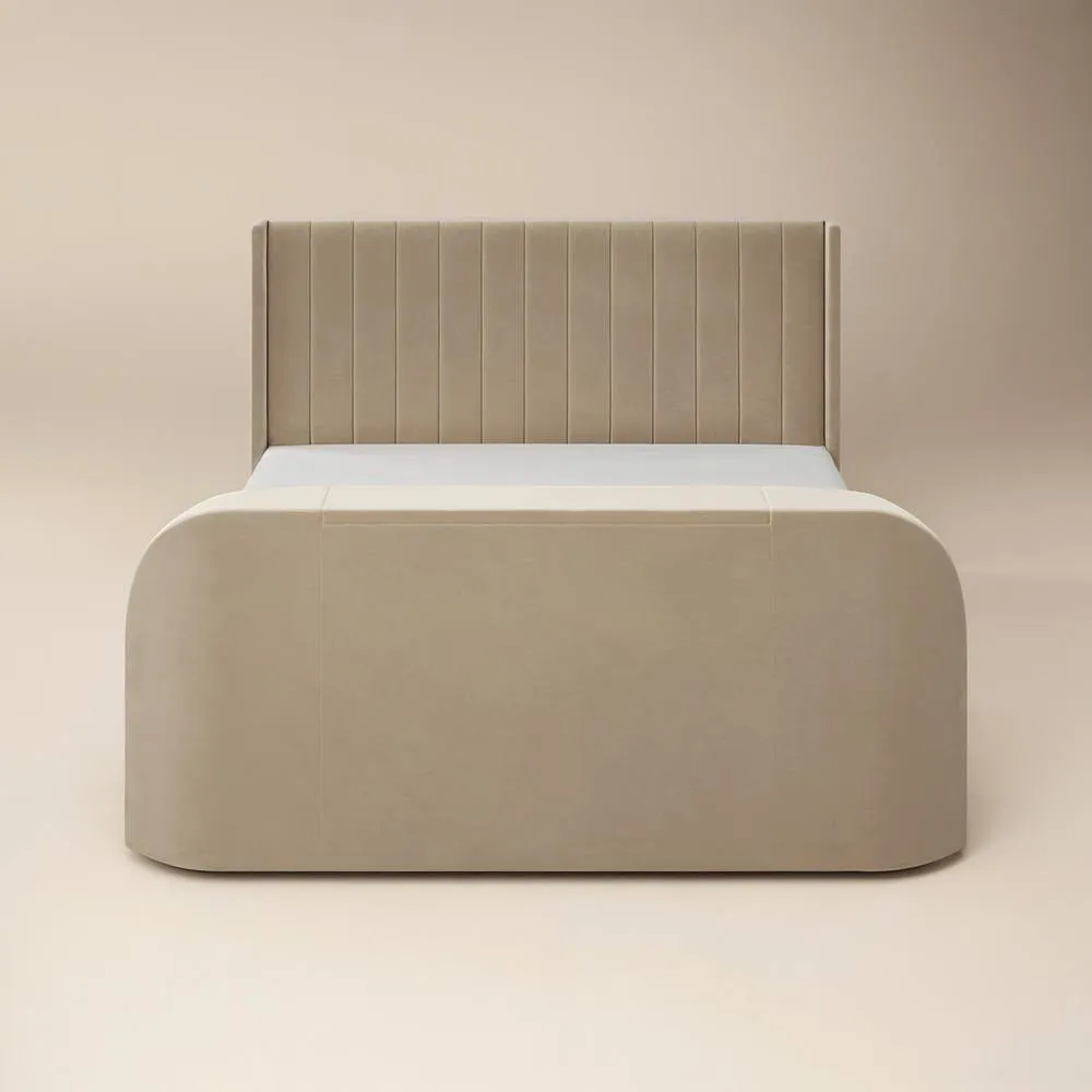 Flair Fallon TV Side Lift Ottoman Bed Beige Velvet 6