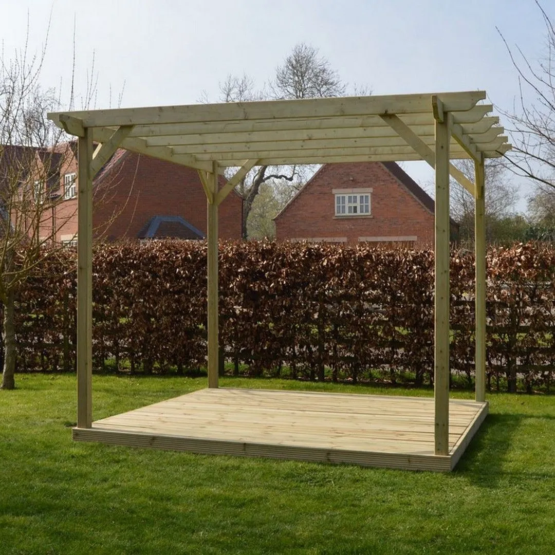 Rutland County Garden Furniture Ltd Garden Pergola & Decking Kit, Wood, L480 x W480 cm, Light Green 6