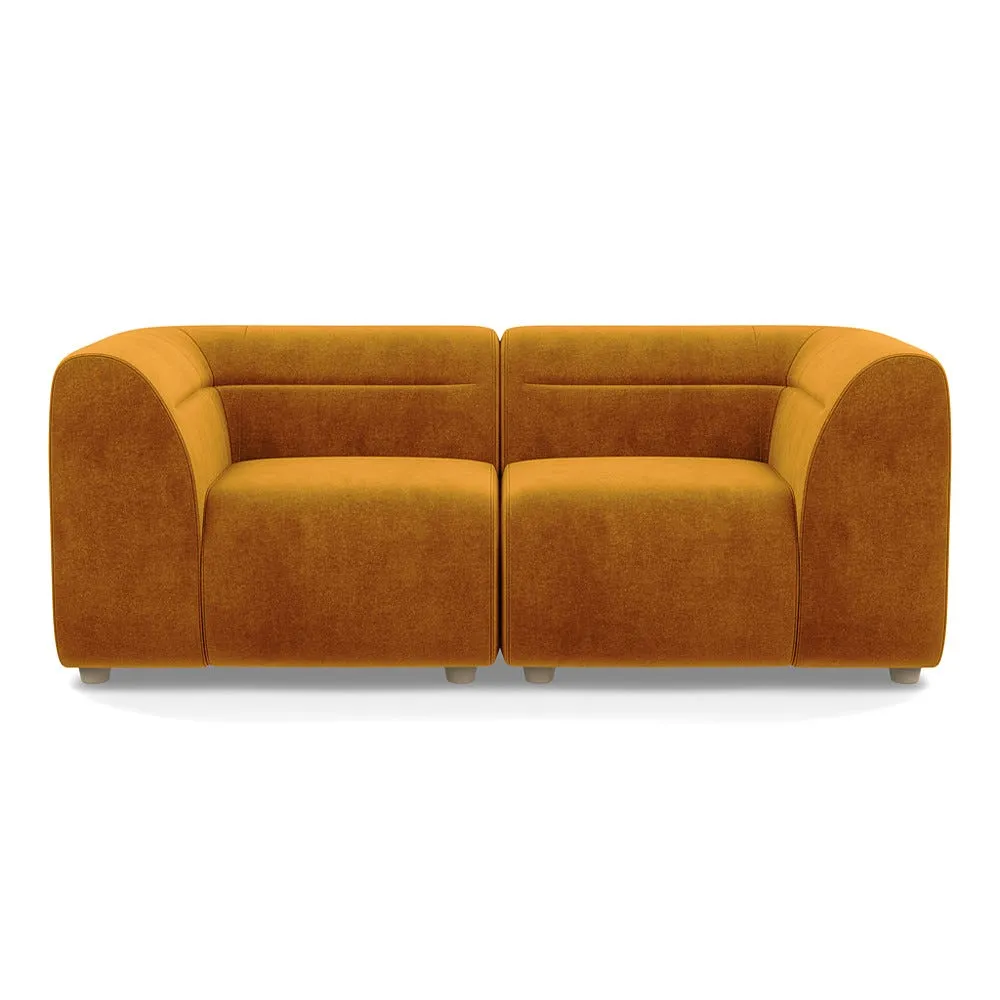 Heal's Lilli 2 Seater Sofa Smart Luxe Velvet Cognac Natural Beech Feet 1