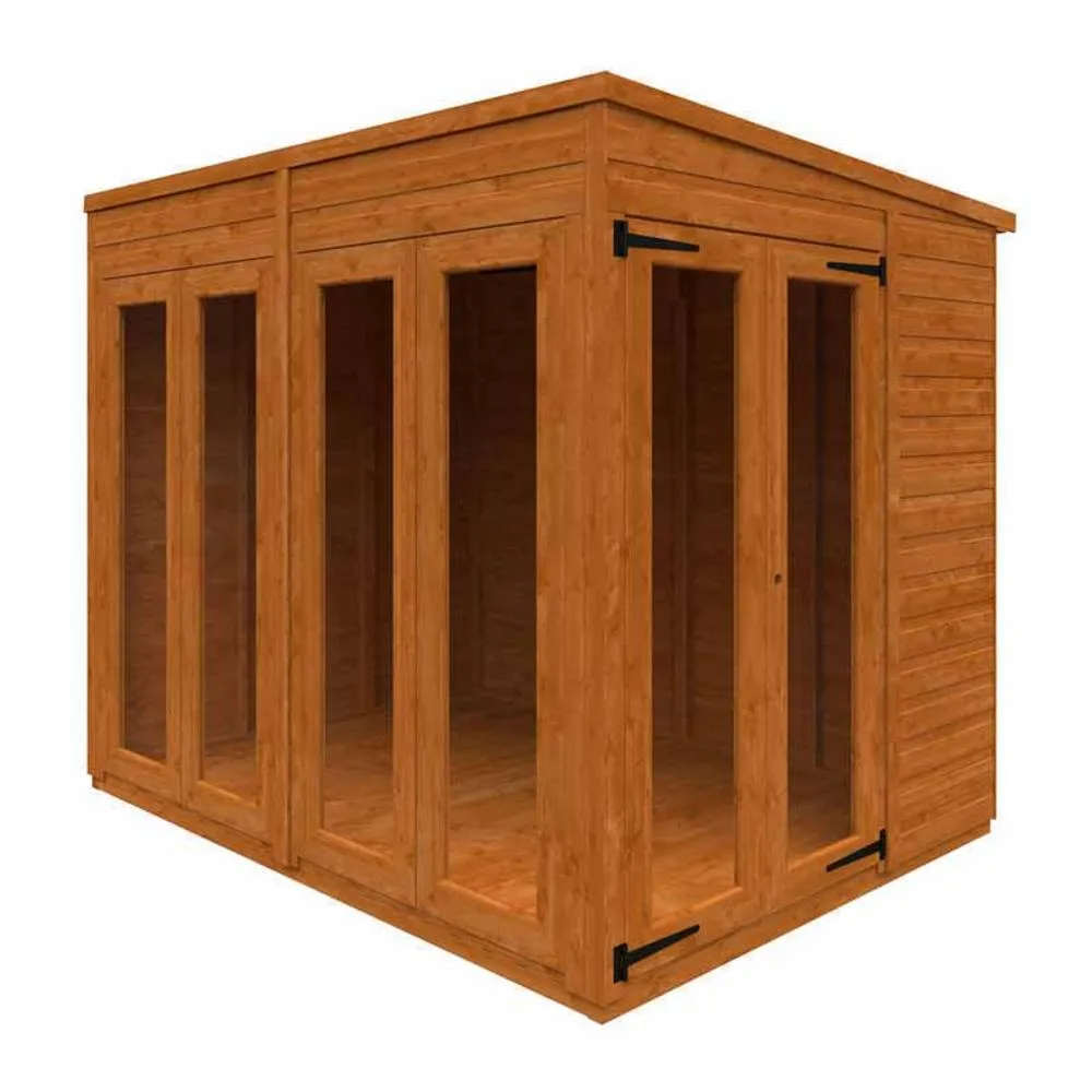 Buttercup Farm 8x6 Flex Pent Full Pane Summerhouse 12mm Flex - L238.8xW175xH203 cm in Burnt Orange