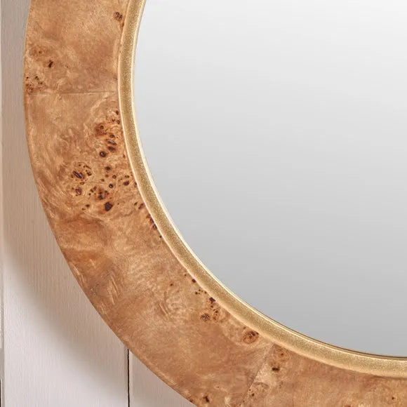 Newborough Burr Wood Effect Round Wall Mirror 2