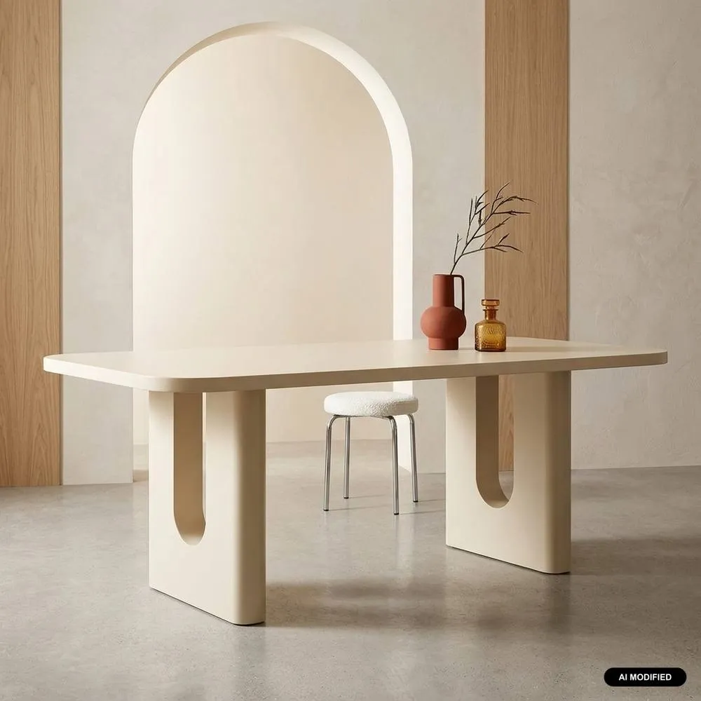 sweeek Matte finish dining table seats 8 in Cream 1