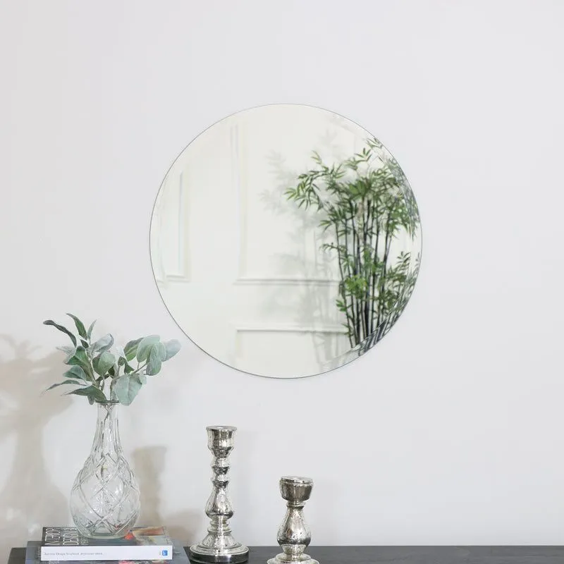 Melody Maison Round Frameless Bevelled Mirror 50cm X 50cm in Clear