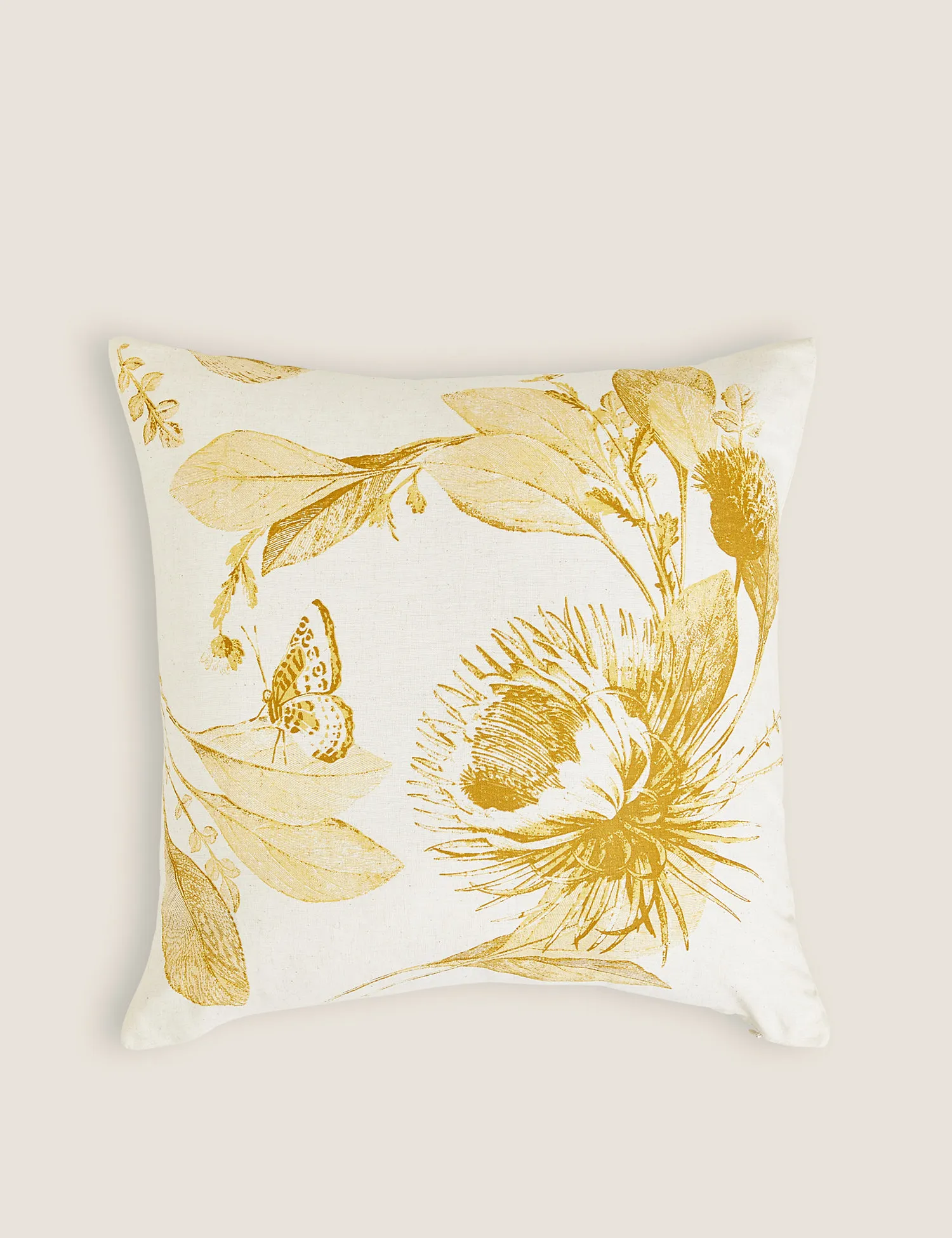M&S Linen Mix Floral Cushion