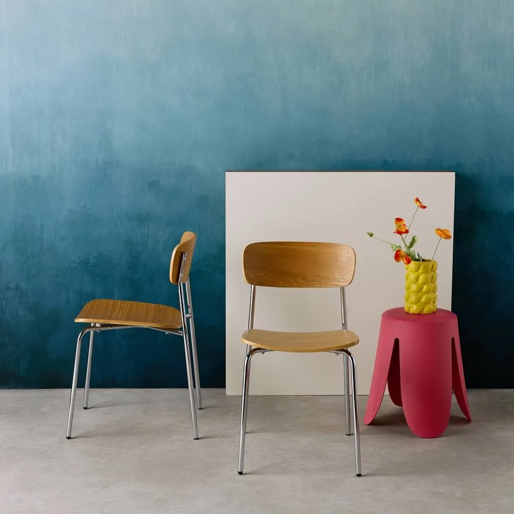 sweeek Vintage metal & plywood chair (set of 2) in Silver