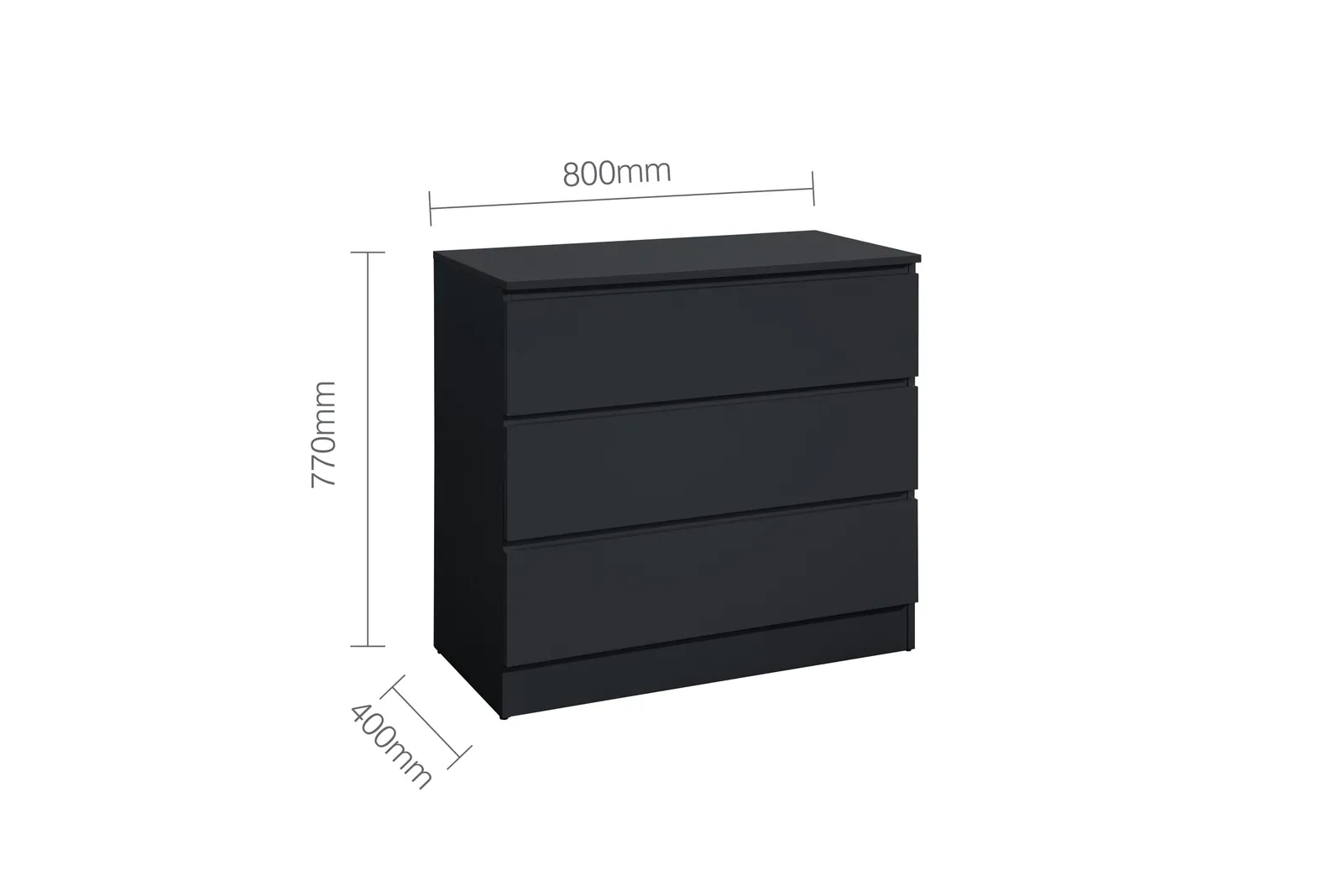 Birlea Oslo 3 Drawer Chest in Black 6