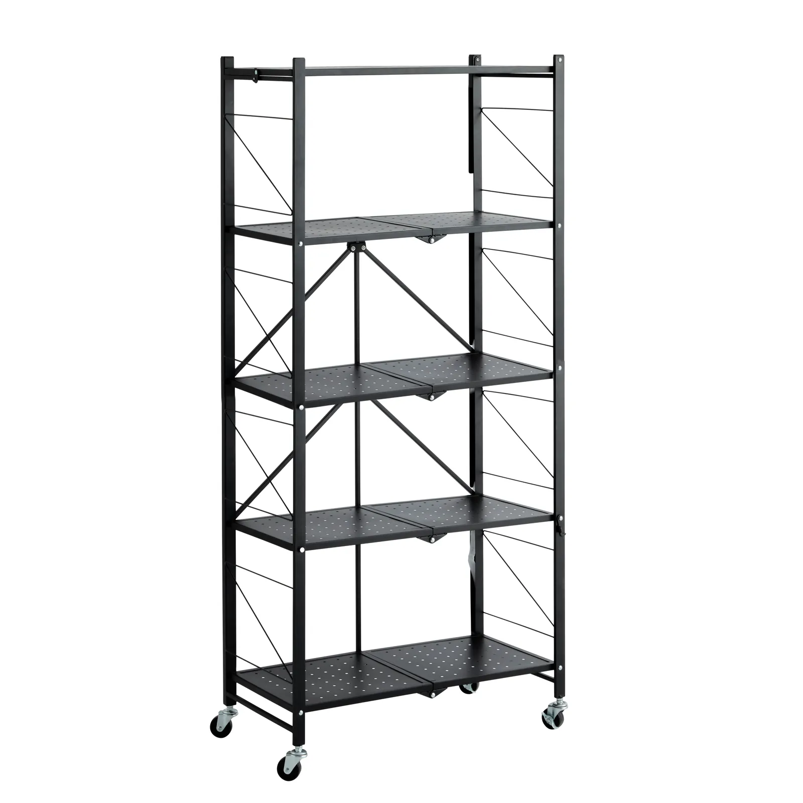 5 Tier Folding Shelves Black