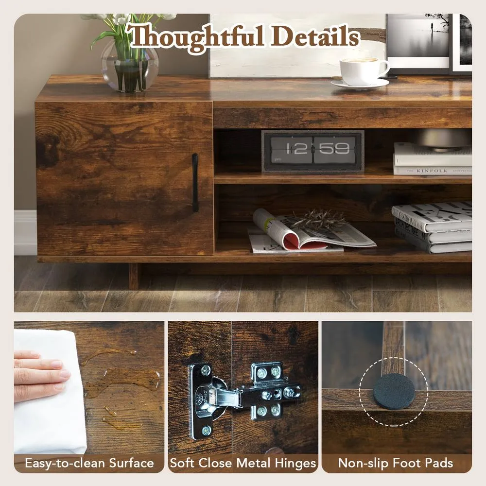 Costway TV Stand for TVs up to 70" 152 cm Entertainment Center w/ Power Outlet in Brown 6