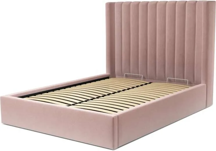 Cory Double Ottoman Storage Bed, Heather Pink Velvet