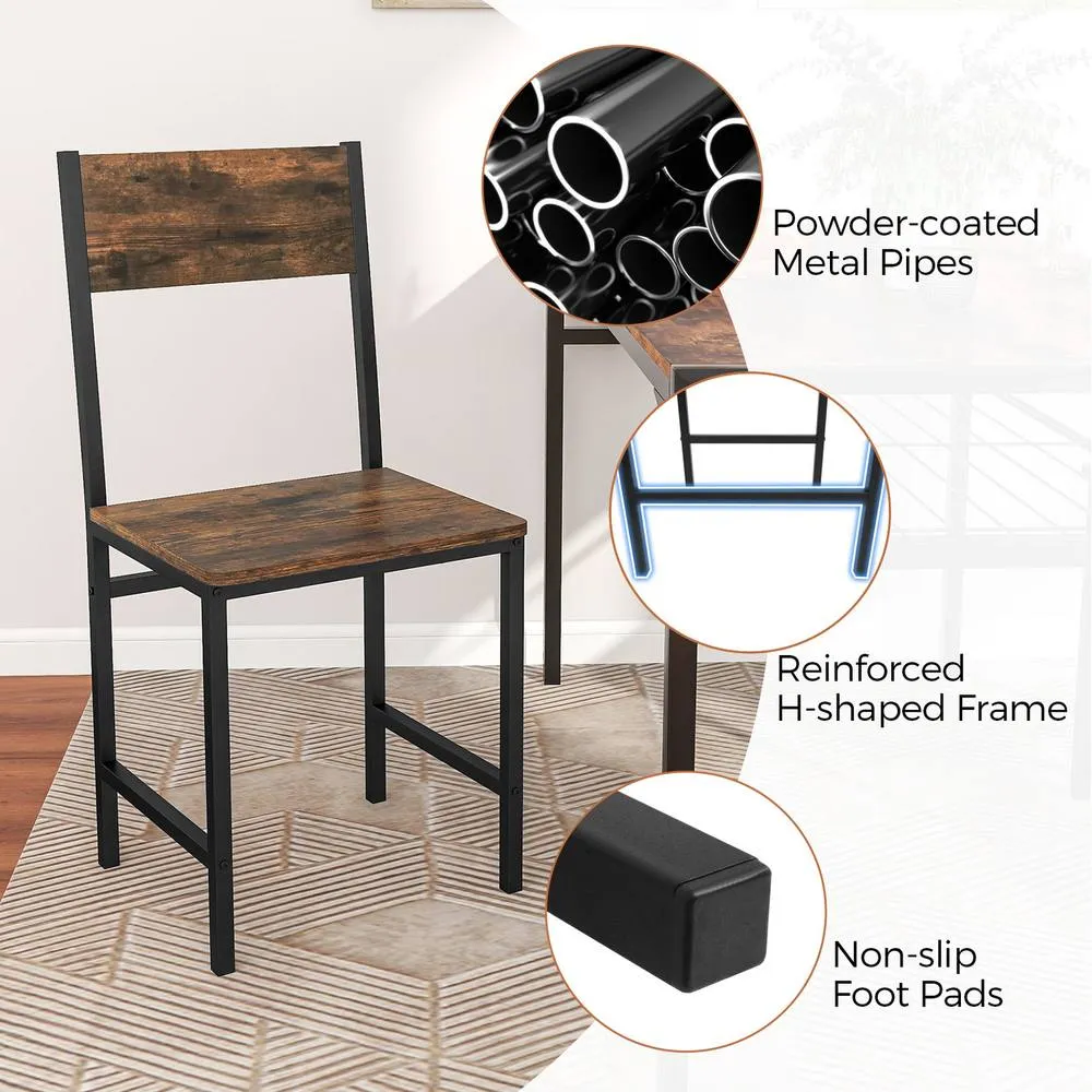 Costway Set of 2 Dining Chairs Armless Dinner Chairs w/ Metal Legs-Brown in Brown 4