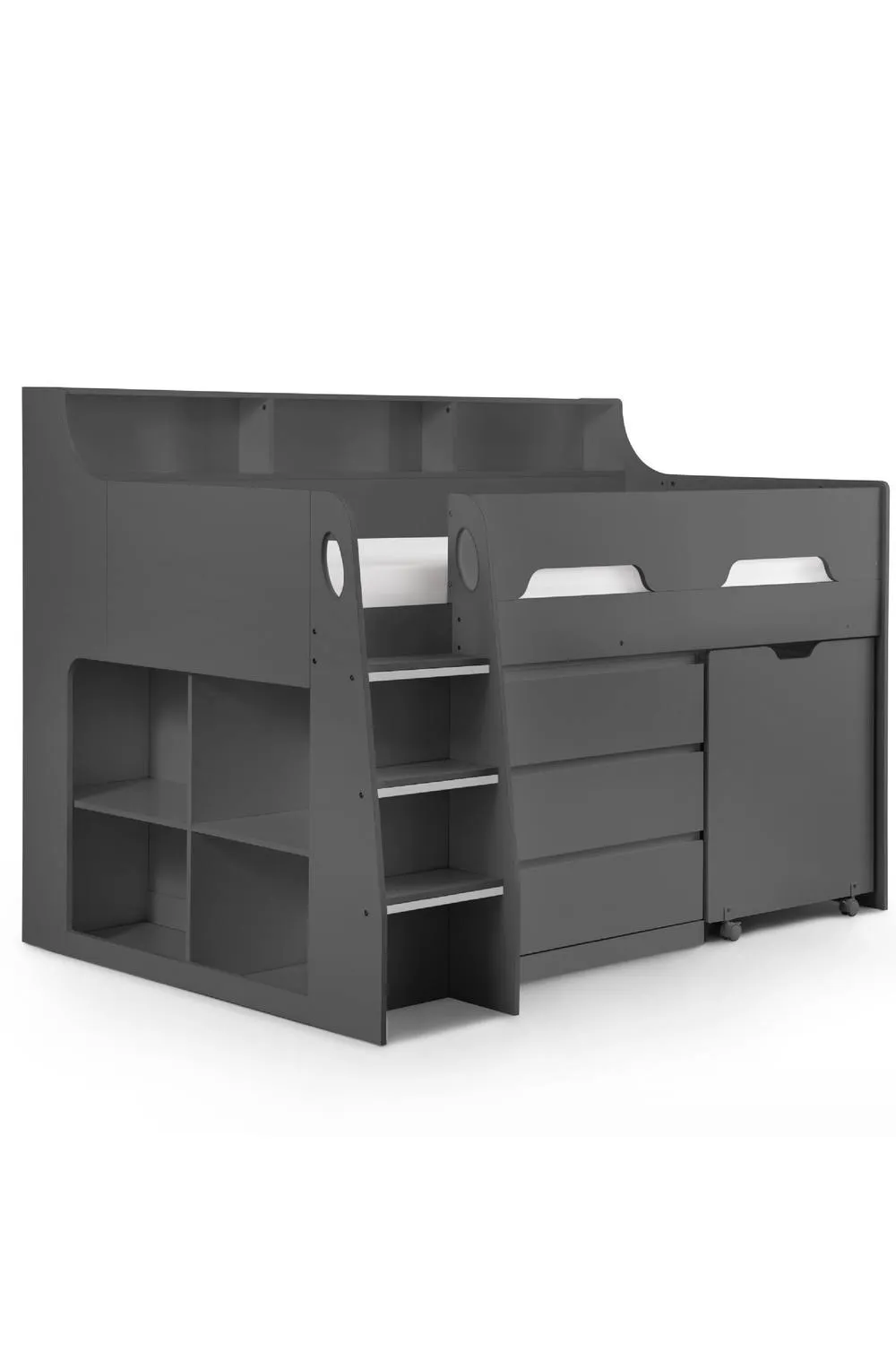 Julian Bowen Jupiter Midsleeper Cabin Bed with Desk in Dark Grey 2